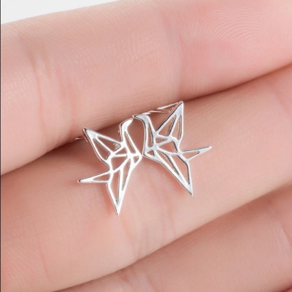 NEW💙💎GOLDEN💛💗ROSE PAPER CRANE STUDS💎💙ORIGAMI - Picture 2 of 8